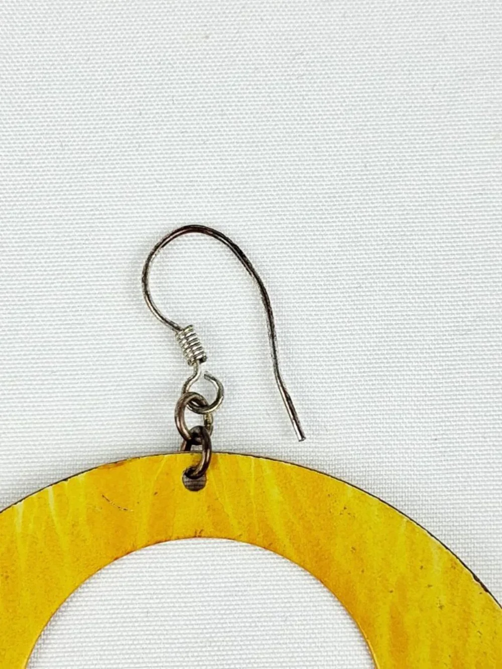 Yellow Circular Drop Earrings With Swirl Pattern - Lightweight & Stylish For Cas - Picture 6 of 11